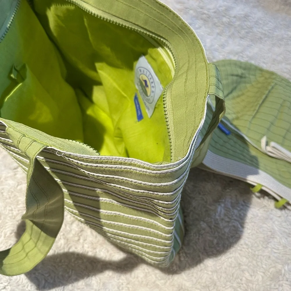 WALLAROO Vintage Tote and Bucket Hat Chelsea Set Lime & White - Picture 6 of 13
